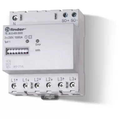 FINDER 7E.36.8.400.0010 Fogyasztásmérő, 3F, 4KE, Hiteles