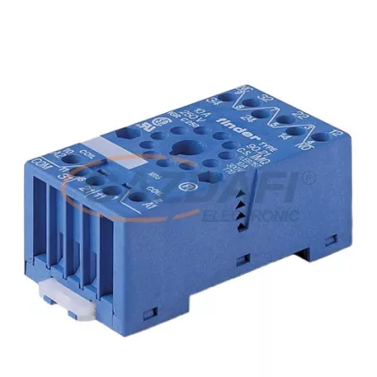   FINDER 90.21 Szerelősínre pattintható csavaros csatlakozású foglalat húzókengyellel, kék, 11 pin