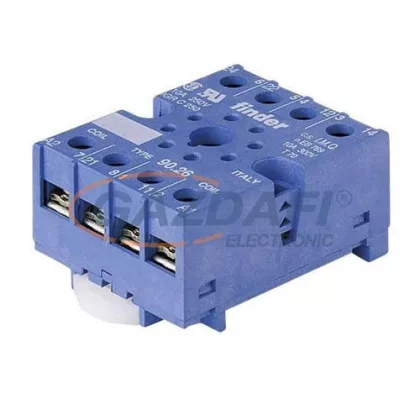   FINDER 90.26 Szerelősínre pattintható csavaros csatlakozású foglalat központos rögzítéssel, kék, 8 pin