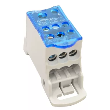 TRACON FLSO50 Fővezetéki leágazó sorkapocs nyitható fedéllel 1×50(35)mm2 / 6×25(16)mm2, 1000VAC/DC, 125A