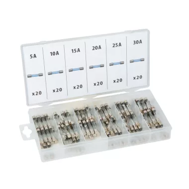 05714 Üveg biztosíték készlet tárolódobozban - 120 db - 5-30A