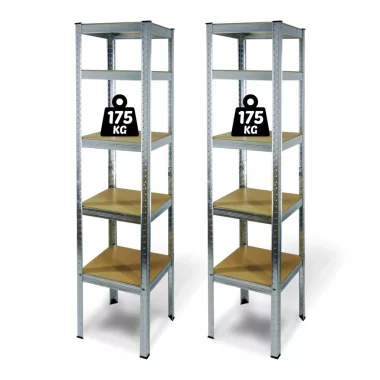 GLOBIZ 10845 Fémpolc állvány - 5 szintes - fém - max. 175 kg - 180 x 40 x 40 cm - 2 db / csomag GLOBIZ 10845 Fémpolc állvány - 5 szintes - fém - max. 175 kg - 180 x 40 x 40 cm - 2 db / csomag