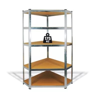 GLOBIZ 10846 Fémpolc állvány - sarok - 5 szintes - fém - max. 175 kg - 180 x 90 x 30 cm
