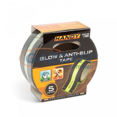 HANDY 11088C Ragasztószalag, csúszásmentes, 5 m x 50 mm, foszforeszkáló / fekete