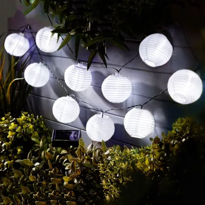   Garden of Eden 11227 Szolár lampion fényfüzér, 10 db fehér lampion, hidegfehér LED
