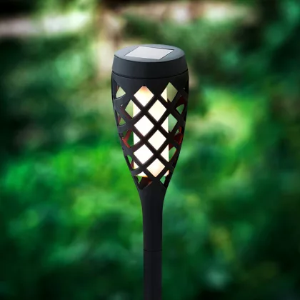 GARDEN OF EDEN 11262E LED-es szolár lámpa - leszúrható - lángeffekt - 12 sárga LED - műanyag - fekete - 60 x 420 mm GARDEN OF EDEN 11262E LED-es szolár lámpa - leszúrható - lángeffekt - 12 sárga LED - műanyag - fekete - 60 x 420 mm