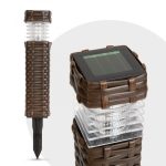   11727 Leszúrható szolár lámpa, rattan hatású, barna, hidegfehér