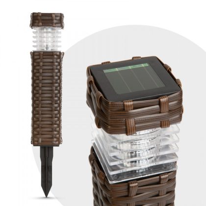   11727 Leszúrható szolár lámpa, rattan hatású, barna, hidegfehér