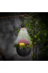 GARDEN OF EDEN 11733 Felakasztható LED szolár - virág kaspó - fekete - műanyag - 26 x 16 cm