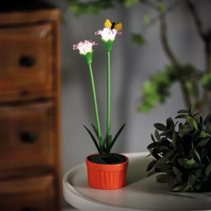   GARDEN OF EDEN 11735A Szolár színes virág - 8 x 8 x 32 cm - 10 melegfehér LED - lila