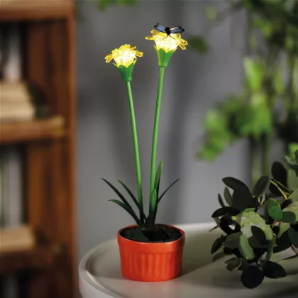   GARDEN OF EDEN 11735C Szolár színes virág - 8 x 8 x 32 cm - 10 melegfehér LED - sárga