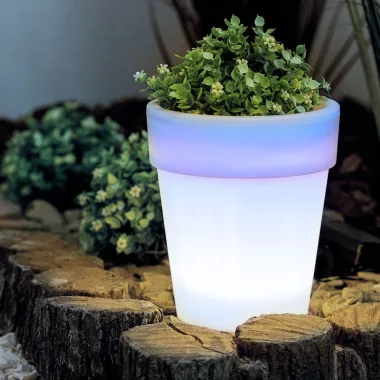 GARDEN OF EDEN 11739 Szolár virágcserép - 4 hidegfehér LED - 16,5 x 19 cm