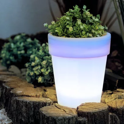   GARDEN OF EDEN 11739 Szolár virágcserép - 4 hidegfehér LED - 16,5 x 19 cm