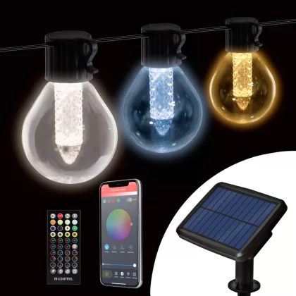   11743 Smart szolár fényfüzér - 15 db fehér LED - 7,5 m - bluetooth