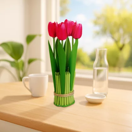 GLOBIZ 11897A Műnövény dekoráció - tulipán - piros - 26 x 6,5 cm GLOBIZ 11897A Műnövény dekoráció - tulipán - piros - 26 x 6,5 cm