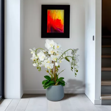 GLOBIZ 11899B Műnövény dekoráció - orchidea - fehér - 83 cm