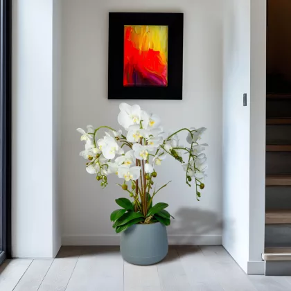   GLOBIZ 11899B Műnövény dekoráció - orchidea - fehér - 83 cm