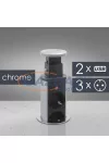 20430CU Rejtett elosztó 3-as + 2 USB, króm, 250 V, 16A, 3 x 1,5 mm² 20430CU Rejtett elosztó 3-as + 2 USB, króm, 250 V, 16A, 3 x 1,5 mm²