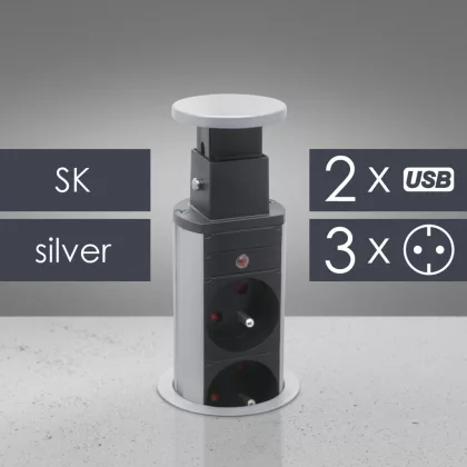 20430SUF Elosztó -Rejtett- 3-as + USB -szlovák - ezüst 20430SUF Elosztó -Rejtett- 3-as + USB -szlovák - ezüst