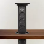   20450B motoros rejtett elosztó 3-as + 2 USB, fekete, , 230V AC (50 Hz), 16 A, 3 x 1,5 mm² C19