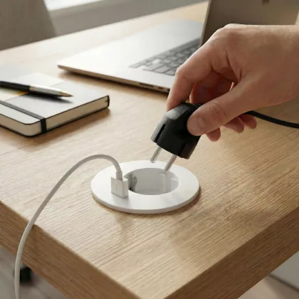 Delight 20461WH Rejtett - beépíthető konnektor + USB - Fehér