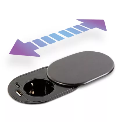   Delight 20463BK Rejtett - beépíthető konnektor + USB + Type-C