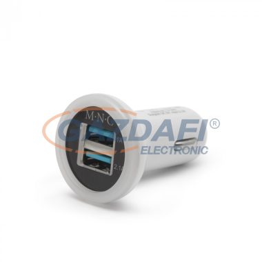 DELIGHT 55027WH Adapter szivargy. 2xUSB - 2.1A - fehér