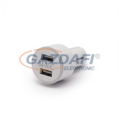 DELIGHT 55028WH Autós szivargyújtó adapter 2 USB aljzattal