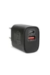 DELIGHT 55041BK Hálózati Adapter USB + Type-C PD20W gyorstöltéssel - fekete