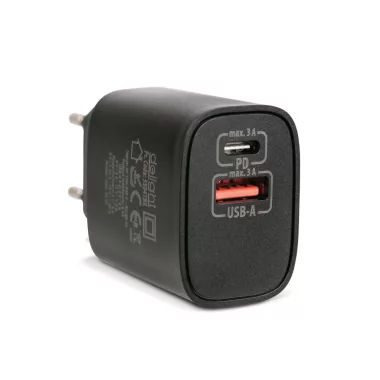 DELIGHT 55041BK Hálózati Adapter USB + Type-C PD20W gyorstöltéssel - fekete DELIGHT 55041BK Hálózati Adapter USB + Type-C PD20W gyorstöltéssel - fekete