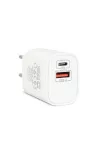 DELIGHT 55041WH Hálózati Adapter USB + Type-C PD20W gyorstöltéssel - fehér