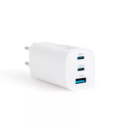 Delight 55060 Hálózati adapter - 65W - 3A - 2xType-C, 1xUSB-A - 110-240V - fehér