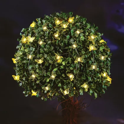   GARDEN OF EDEN 55220C Szolár fényfüzér - pillangó - 2,4 m - 25 melegfehér LED
