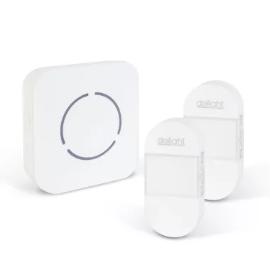 DELIGHT 55332WH-2 Digitális elem- és vezeték nélküli csengő - Kinetic - 2 kültéri - fehér - kék LED
