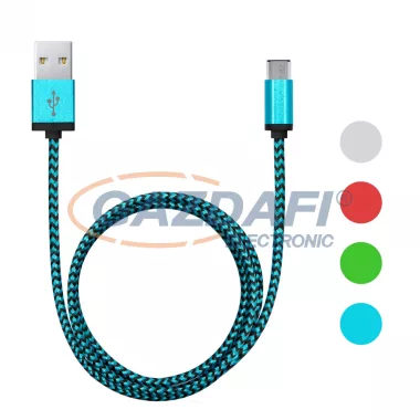DELIGHT 55441A Adatkábel - micro-USB - szövet bevonat - 4 színben