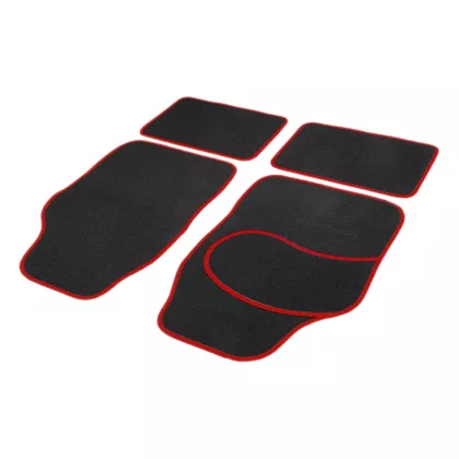   Carguard 55834B Univerzális textil autószőnyeg szett - 64 x 44 cm / 44 x 29 cm - fekete, piros