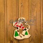 Karácsonyfadísz - fa, rénszarvas - 16 x 12 cm