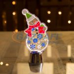   Karácsonyi asztali LED dekor - fényes talppal - hóember - 14 cm
