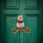 Karácsonyi ajtódísz - hóember - 16 x 20 cm