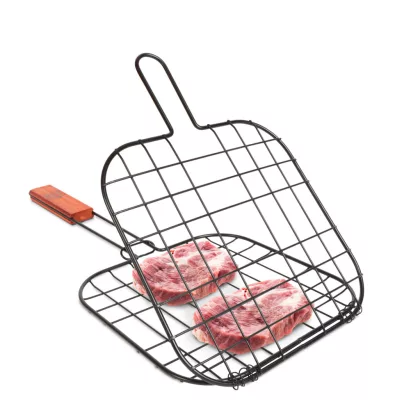 BBQ 56300C Hús grillező rács - fa nyéllel