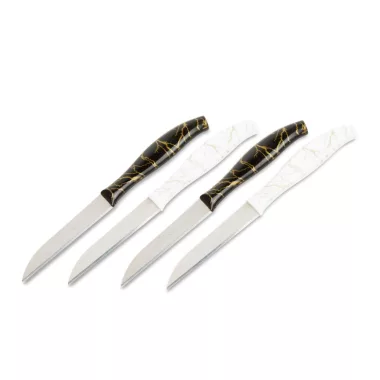 BEWELLO 56316A Konyhai kés készlet - 15 cm - fekete/fehér - 4 db / csomag BEWELLO 56316A Konyhai kés készlet - 15 cm - fekete/fehér - 4 db / csomag