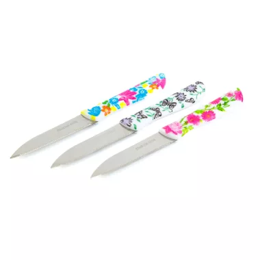 BEWELLO 56317 Konyhai kés készlet - 16 cm - virág mintás - 3 db / csomag BEWELLO 56317 Konyhai kés készlet - 16 cm - virág mintás - 3 db / csomag