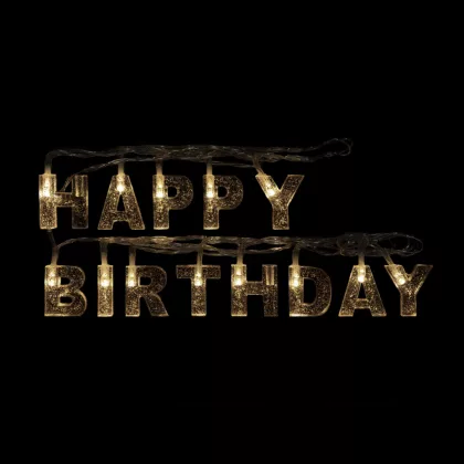   FAMILY 56529C Születésnapi LED-es fényfüzér - "Happy Birthday" - 13 LED - 2 x AA - 2 m