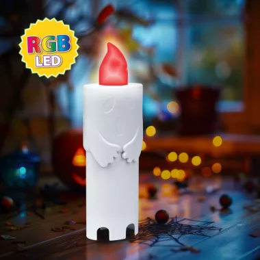 FAMILY 56551 Halloween-i LED-es gyertya - szellem - 4 színű LED - 12 x 4,5 x 3 cm FAMILY 56551 Halloween-i LED-es gyertya - szellem - 4 színű LED - 12 x 4,5 x 3 cm