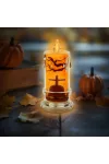 FAMILY 56567A Halloween-i LED gyertya dekoráció - sírkő - narancs LED - 3 x LR1130 - 5 x 5 x 10 cm FAMILY 56567A Halloween-i LED gyertya dekoráció - sírkő - narancs LED - 3 x LR1130 - 5 x 5 x 10 cm