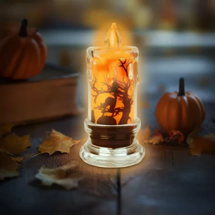 FAMILY 56567B Halloween-i LED gyertya dekoráció - denevér - narancs LED - 3 x LR1130 - 5 x 5 x 10 cm FAMILY 56567B Halloween-i LED gyertya dekoráció - denevér - narancs LED - 3 x LR1130 - 5 x 5 x 10 cm