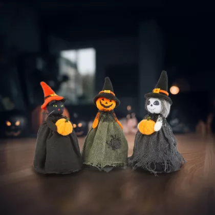   GLOBIZ 56578 Halloween-i dekoráció - szellem, macska, tökfej - 21 cm