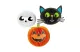 GLOBIZ 56584 Halloween-i dekoráció - lampion szett - tök, macska, koponya - papír - 20 cm - 3 db / csomag