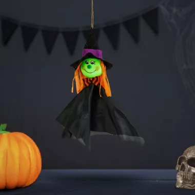 GLOBIZ 56594A Halloween-i dekoráció - felakasztható - boszorkány - 48 x 44 cm