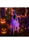 GLOBIZ 56598A Halloween-i világító dekoráció - szellem - lila - 10 színes LED - akasztható - 2 x 2032 - 75x20 cm